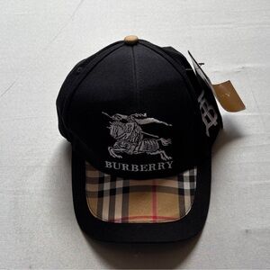 MBlack Cap with Tan Plaid Brim